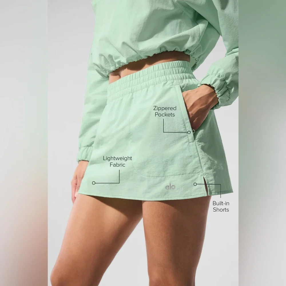 Alo Yoga Alumni Tennis Skirt Spearmint XS